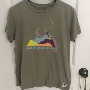 Roots "Get High on Nature" women Large Green TShirt